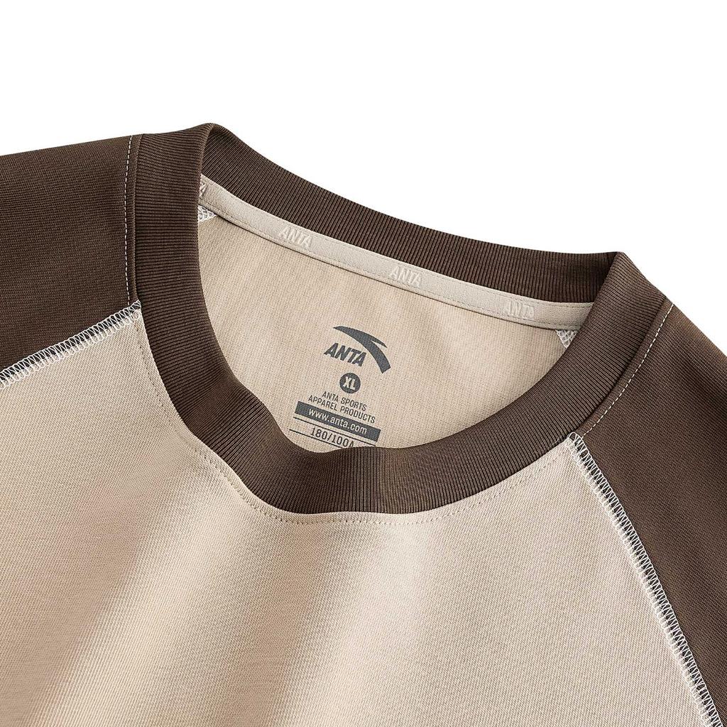Anta Active Series Mens Long Sleeve Knitted Shirt 2025 Spring Long T-Shirt Men Tops Dusk-Gray Tortoise-Shell-Brown 952618401S-3