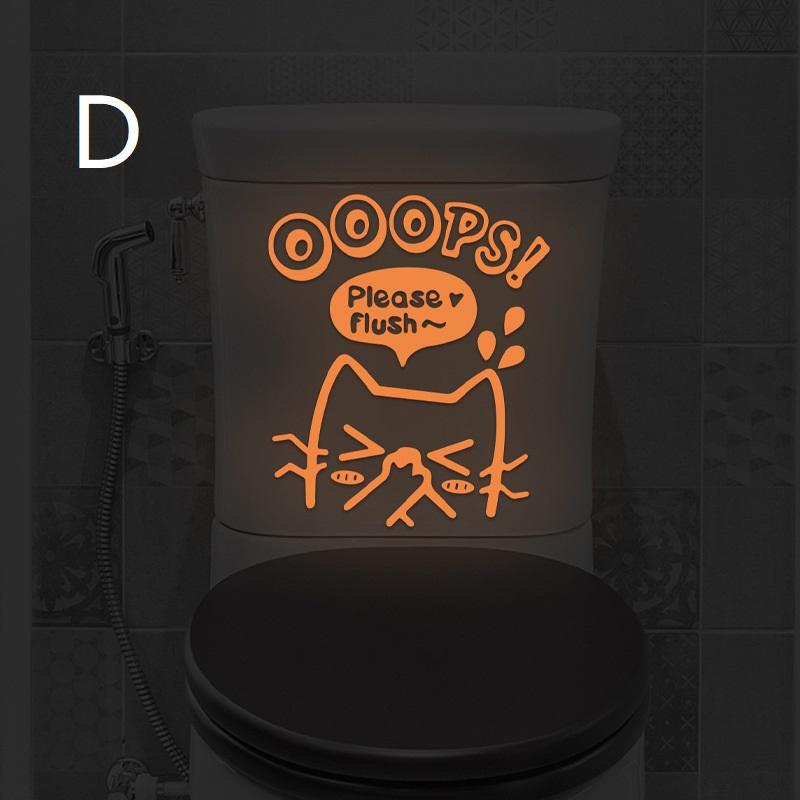 Waterproof Luminous Cat Slogan Wall Decals - Glow In Dark Toilet Stickers For Home Office Kitchen Waterproof Humorous Home Decor