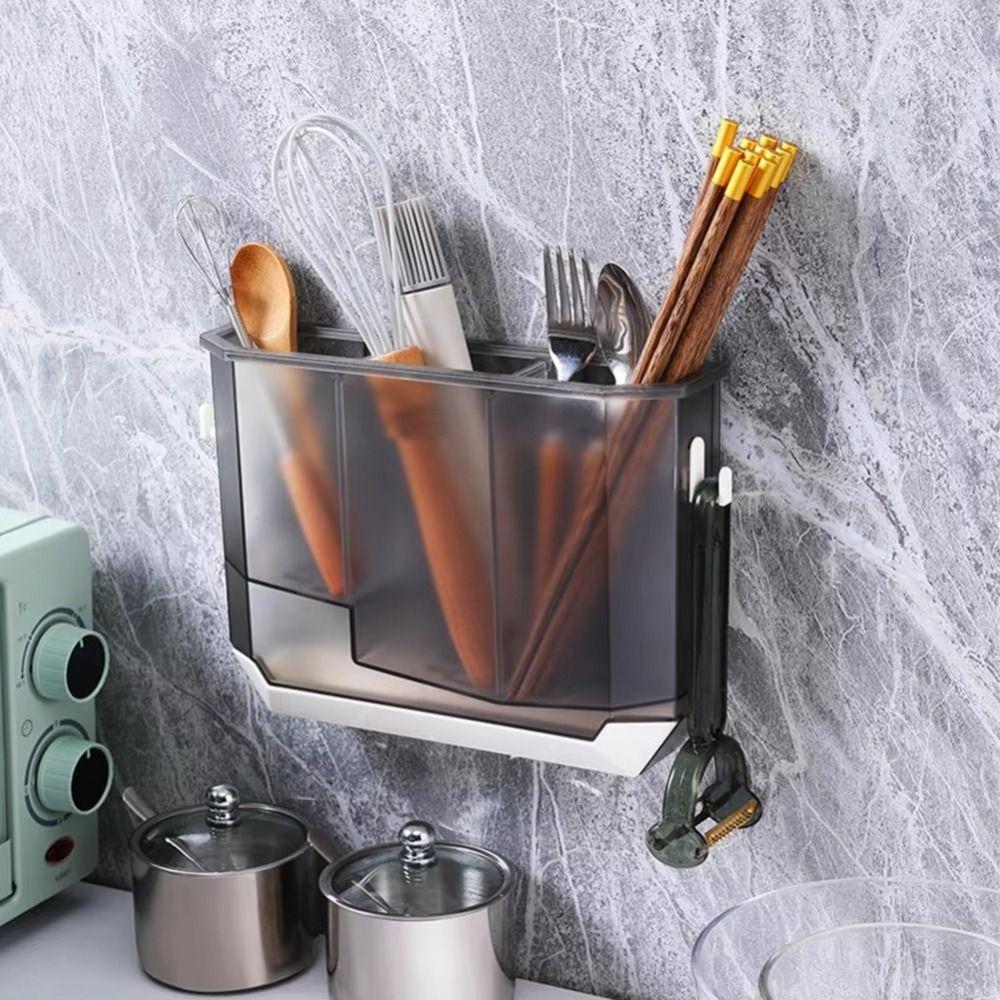 Space Saving Cutter Drying Holder Plastic Chopstick Holder Integrated Draining Shelf  Desktop