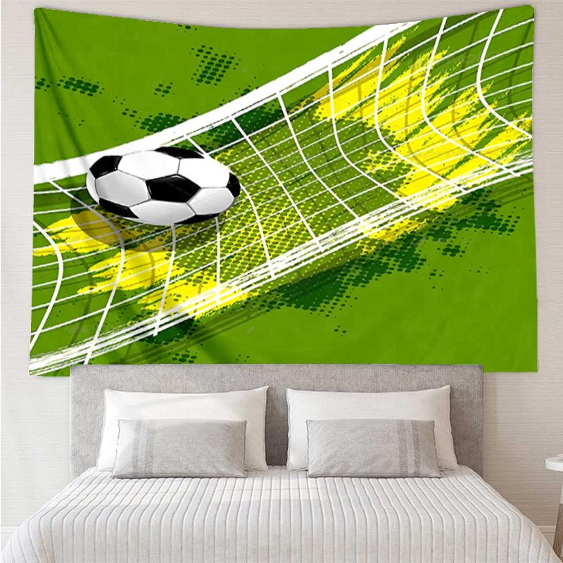 Soccer Print Tapestry, Backdrop, Easy Setup, Ideal for Bedroom, Office & Living Room, with Aesthetic Wall Hanging Decor.