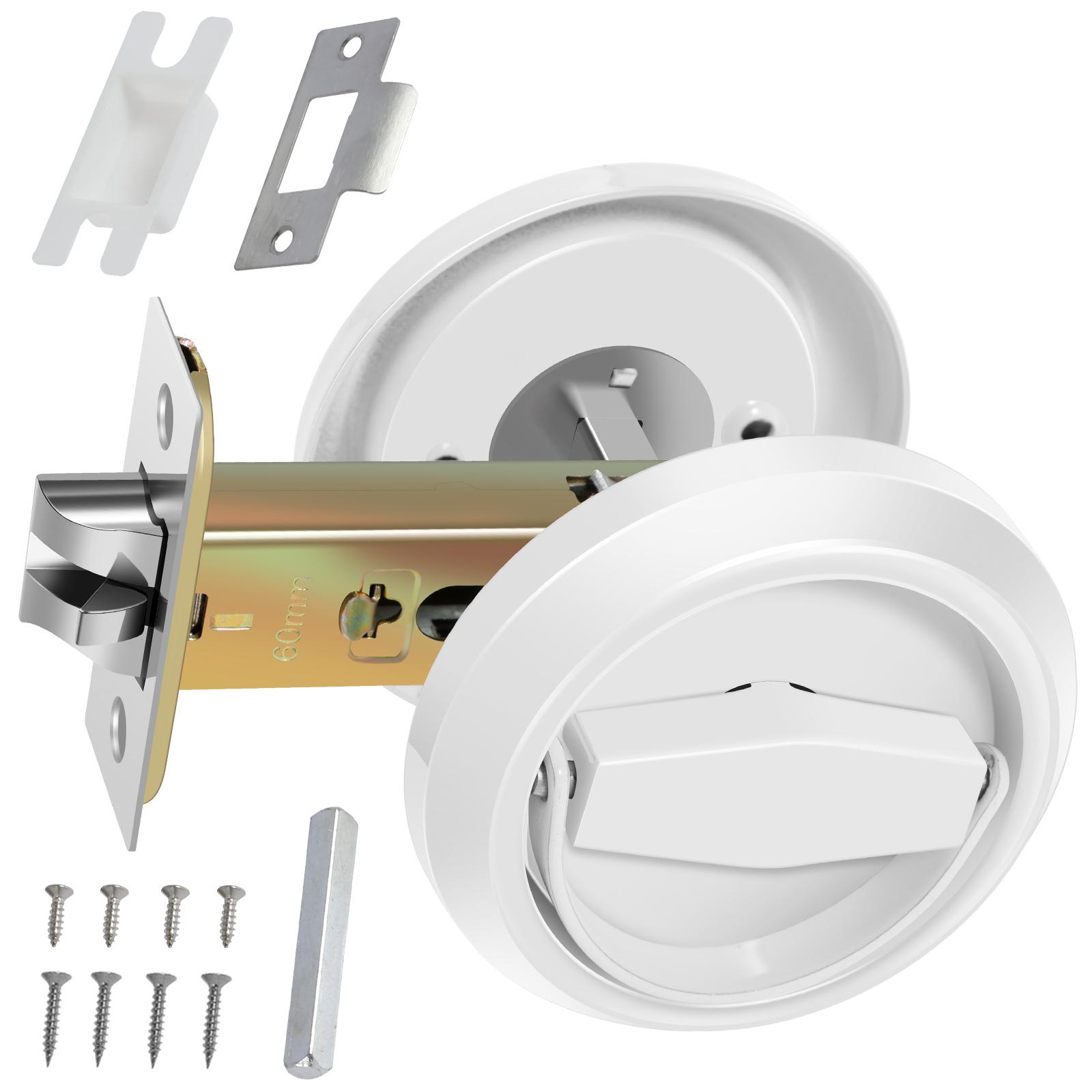 

Stainless Steel Round Recessed Door Lock Knobset Handle Metal Door Knob With Key for Bedrooms Living Rooms Bathrooms белый
