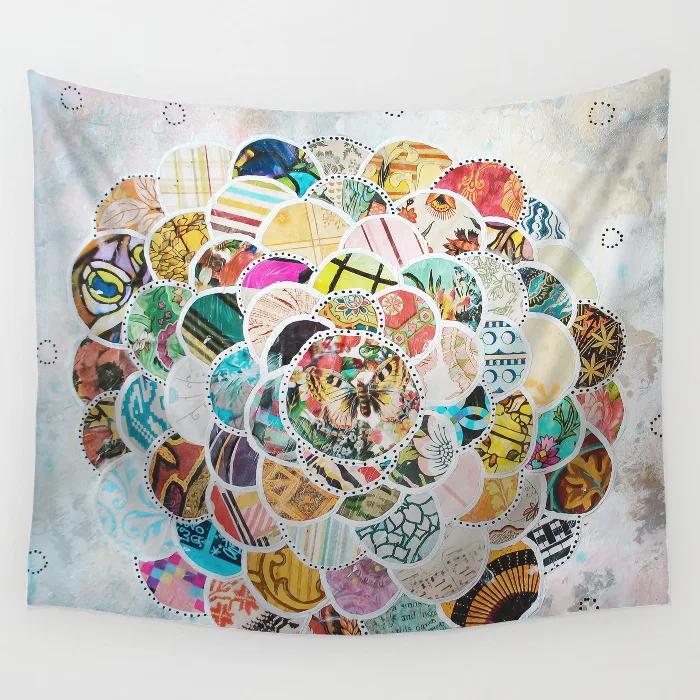 Tapestry Wall Covering Rug Boho Bedspread Home Decor Shiny Mandala Pattern Hippie Hanging