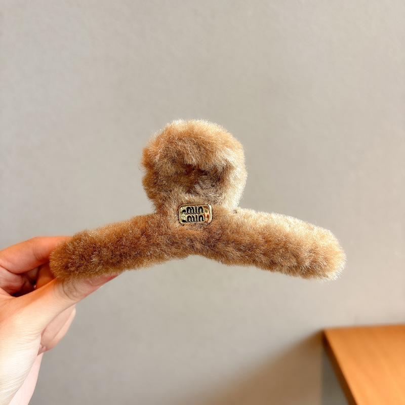 Fashion Autumn and Winter Plush Grab Clip Women's Winter Back Head Hair Shark Clip Hairpin Hairpin Large Hairy Hairpin Headwear