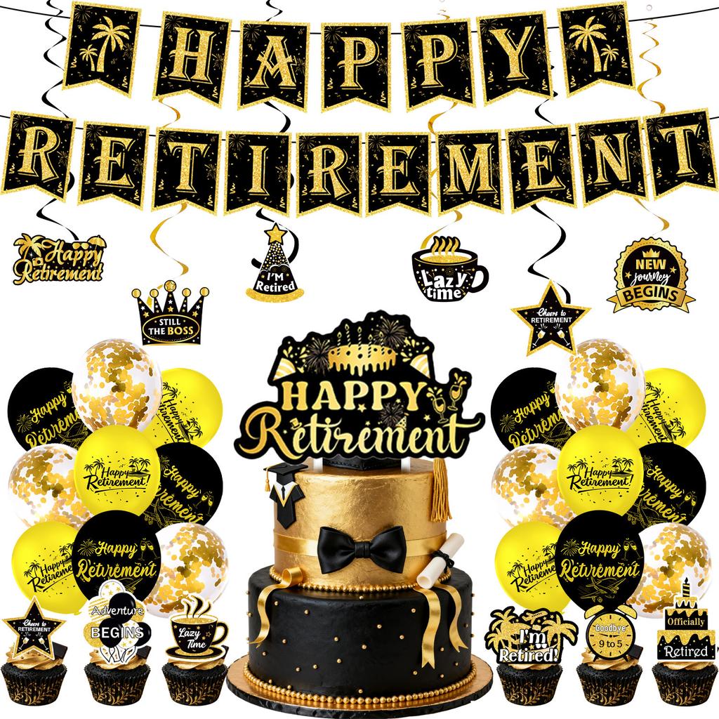Popular Retirement Theme Party Supplies Retirement Decoration Layout Props Tableware Banners Flag Party Decoration Spiral