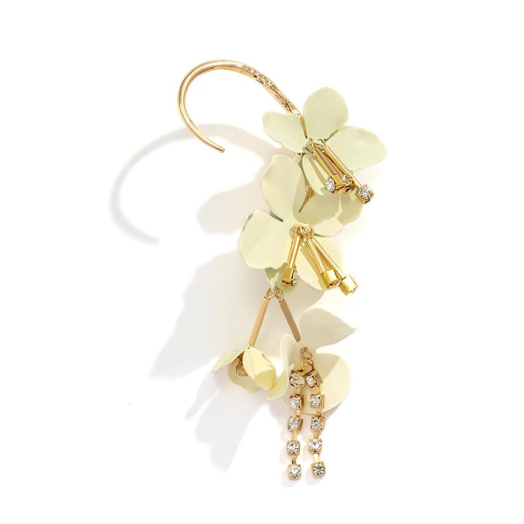 Barevný třásňový květinový jednotlivý ušní cuff - Design Elfí květiny