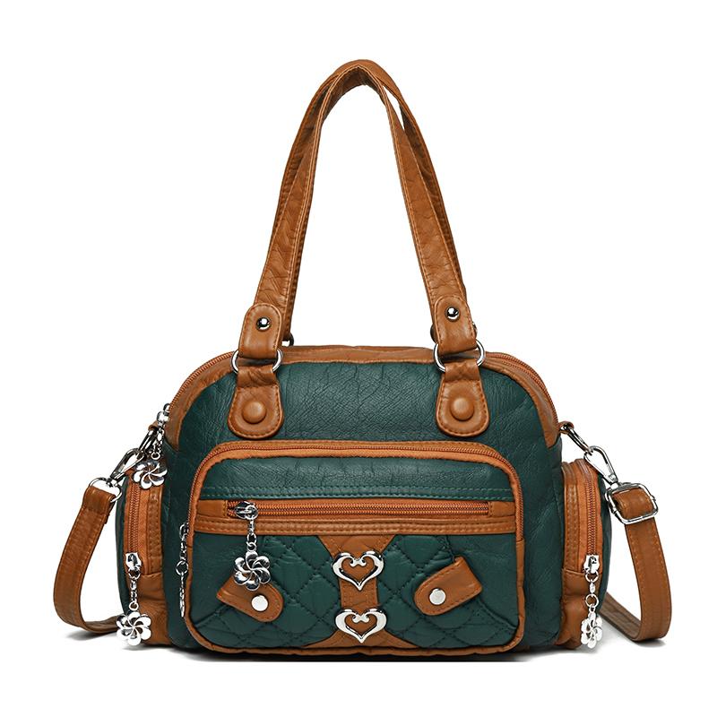 Women's Soft Leather Shoulder Bag Large Capacity Lightweight Crossbody Bag Mother Bag