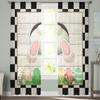 Easter Retro Farm Style Bunny Sheer Curtains for Bedroom Living Room Festival Decor Cute Rabbit Kitchen Window Tulle Curtain