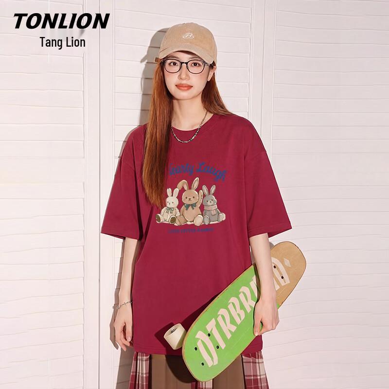 Camiseta Feminina TonLion de Algodão Puro com Estampa de Desenho, Corte Solto
