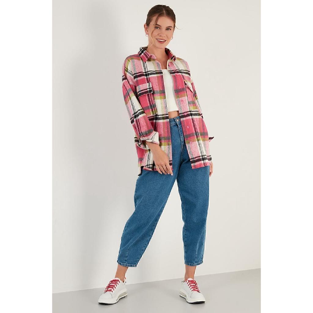 Cămașă de iarnă cu buzunare dublu în carouri 42190473