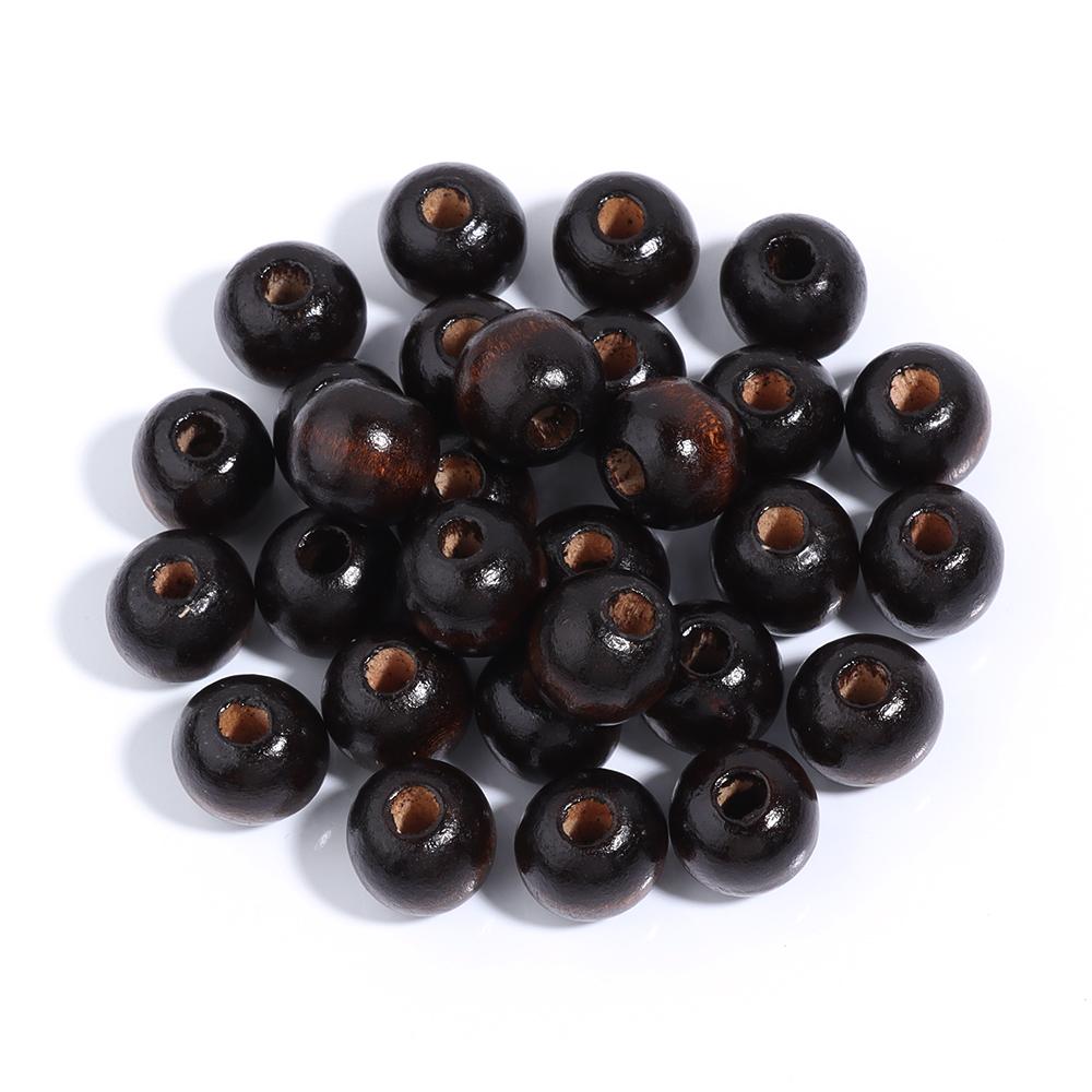 40-500pcs/lot Natural Wooden Beads Multisize Dark Brown Large Hole Loose Wood Bead for Jewelry Making DIY Bracelets Accessories