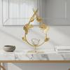 Crystal Ball Decor Elegant Luxury Desk Sculpture Gold Flower Ornament Gift Idea Leaf Sculpture Shiny Finish for Living Room