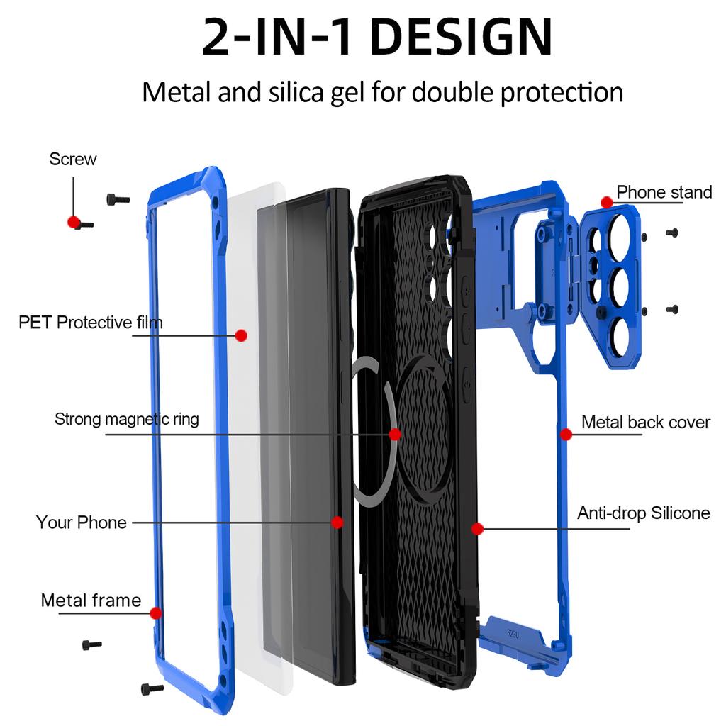 For Samsung S25 Edge S24 S23 Ultra IP54 Waterproof Metal Magnetic Phone Case Heavy Duty Shockproof Aluminum Cover Screen Protect 5