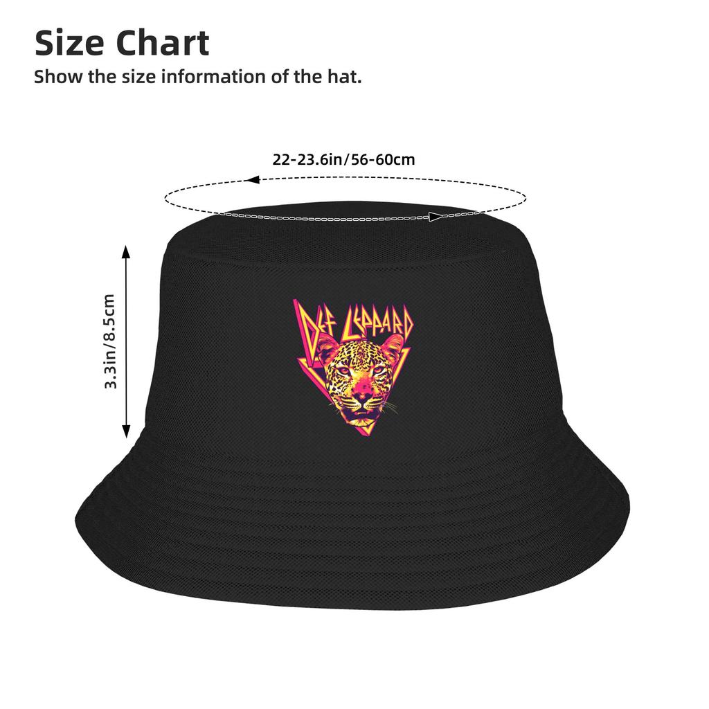 1980S Def Leppard Bucket Hat For Women  Fisherman Hats Casual Beach Travel Caps Portable Street Style Graphic Visor Hats