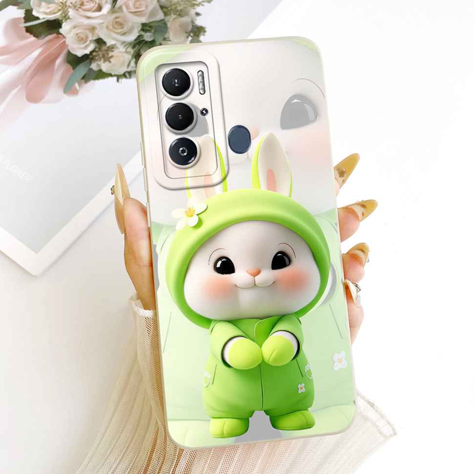 For Tecno Pova Neo Case LE6 LE6h Silicone Luxury Cute Love Rabbit Funny Back Cover For Tecno PovaNeo Phone Case Bumper