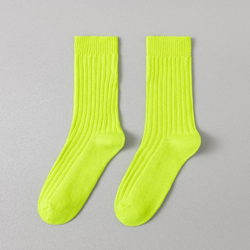 Sock Men's Autumn-Winter Double-Stitch Thick Thread Mid-Calf Socks Solid Color Retro Versatile Long-Sleeved Socks Cotton Sport Men's Socks