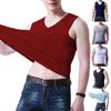 Plus Size Men Sporty Solid Color Sleeveless V Neck Slim Seamless Vest Tank Top