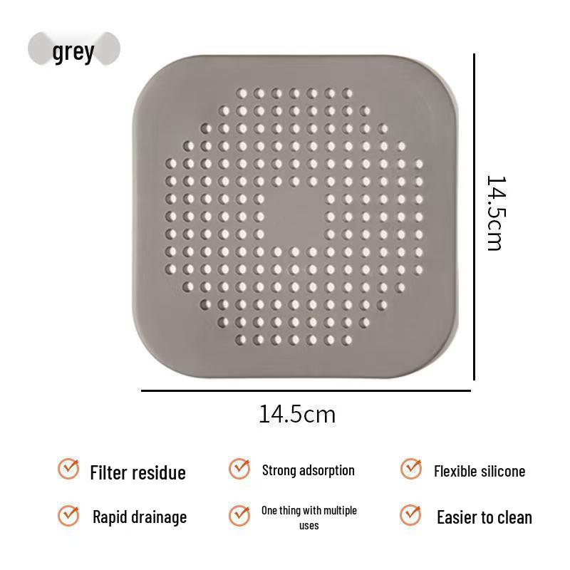 Silicone Anti-Clog Kitchen Sink Strainer & Hair Catcher with Suction Cup