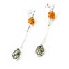 Les Trésors De Lily [I8944] - Two-tone Amber 'Inspiration' Silver Earrings