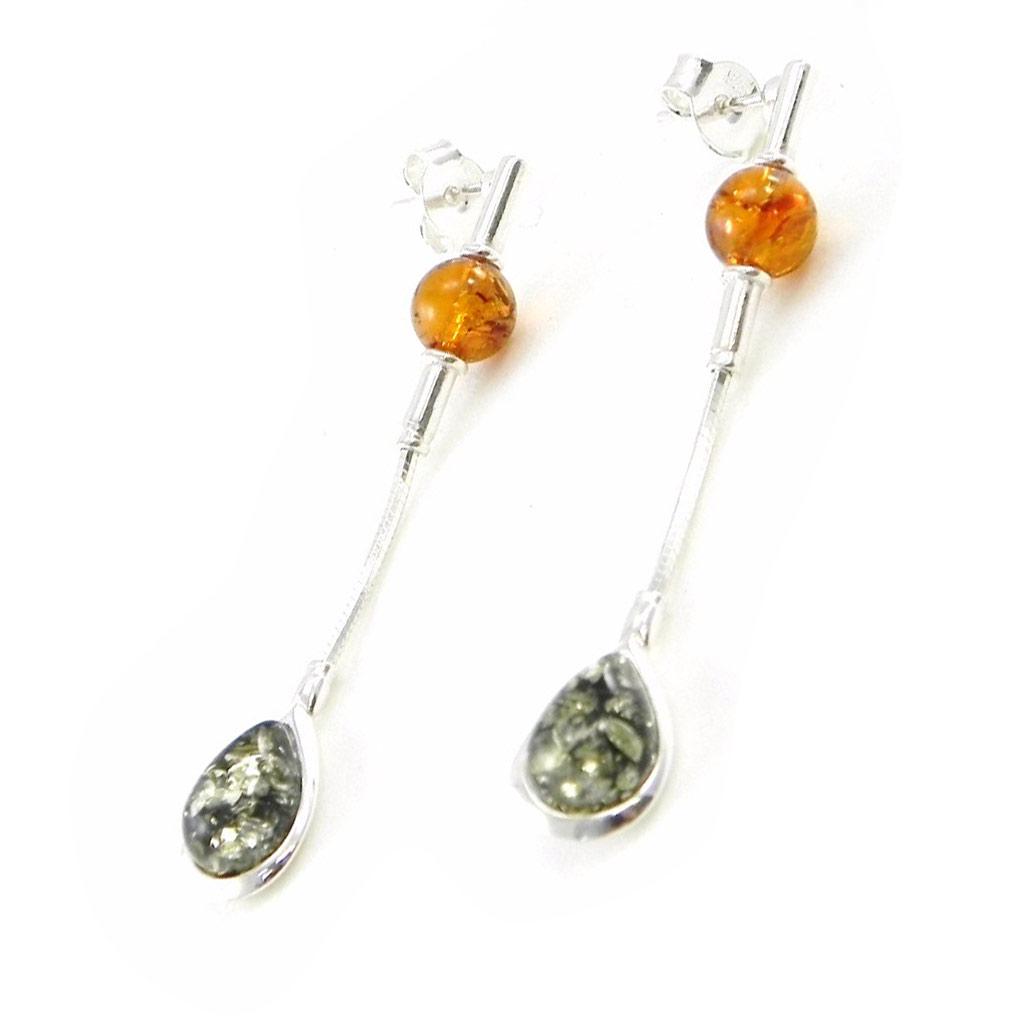 Les Trésors De Lily [I8944] - Two-tone Amber 'Inspiration' Silver Earrings