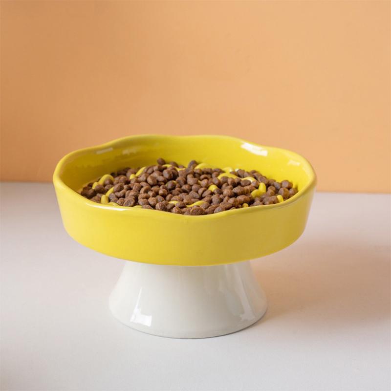 Pet Slow Feeder Bowl Ceramic Elevated Cat Bowl Protects Cervical Vertebrae Pet Supplies
