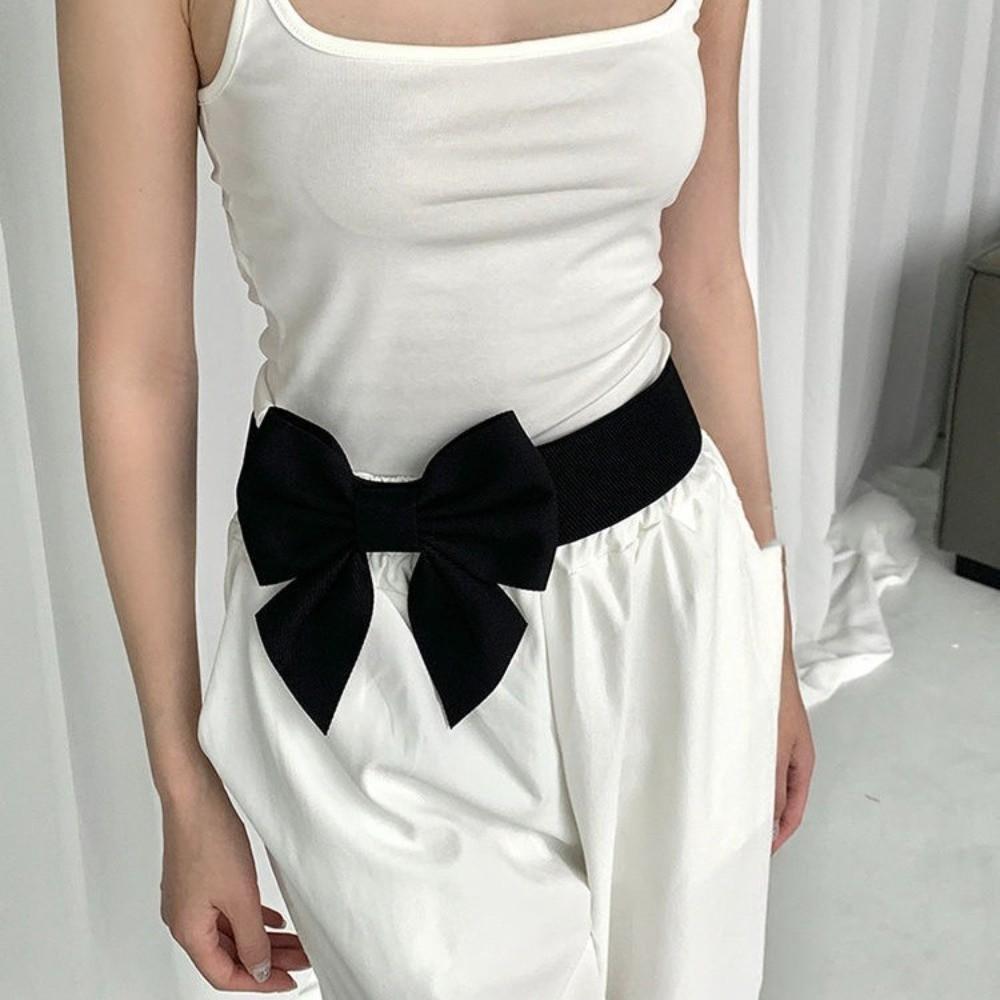 Elastic Wide Waistband Soft Evening Dress Belt Vintage Large Bow Belt  Skirt Accessories