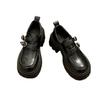 Retro black heightened platform small leather shoes, new autumn French with skirt Mary Jane single shoes