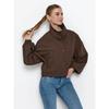 Women's Stand Collar Jacket Button Down Lantern Sleeve Elastic Cuff Pocket Solid Color Casual Coat