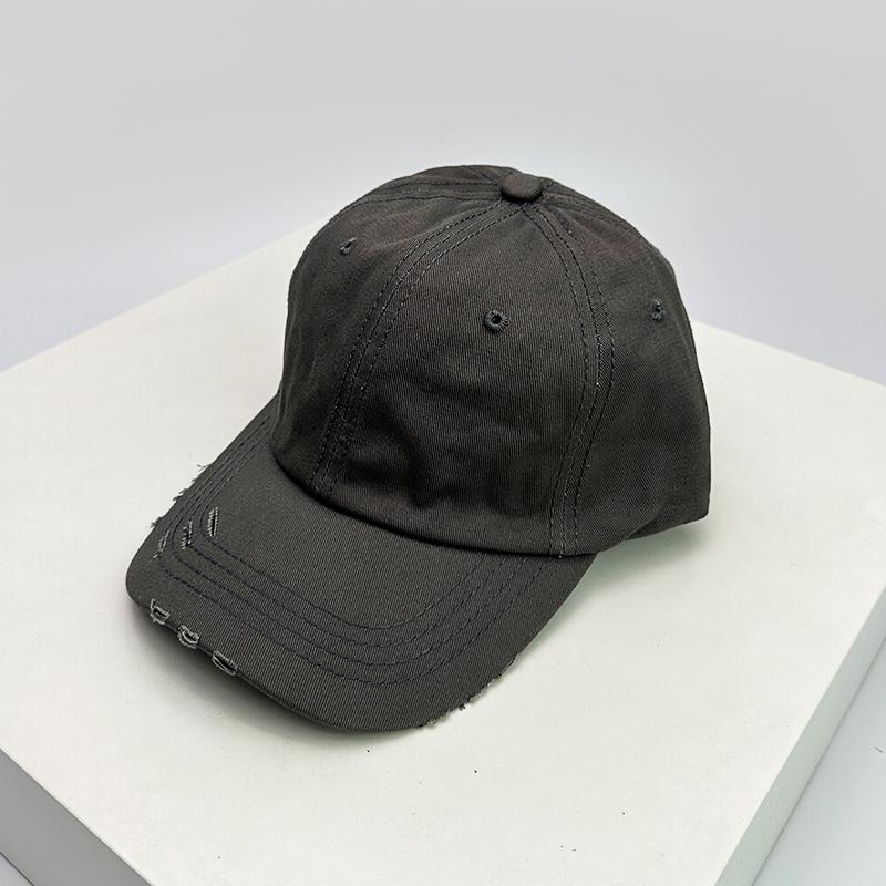 New Unisex Solid Distress Retro Baseball Hats Breathable Street Sunshade Simple Peaked Cap Versatile Fashion Casual Broken Style