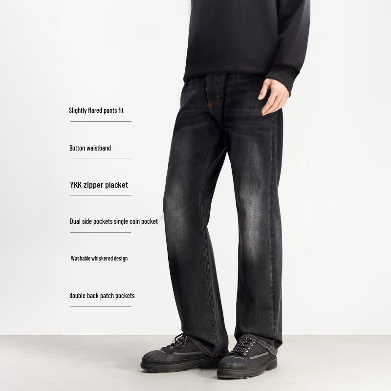 JACK&JONES Men's Spring Washed Whiskered Flared Jeans