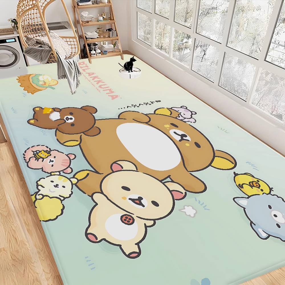 Kawaii Rilakkuma Bear Room Mats Washable Non-Slip Living Room Sofa Chairs Area Mat Kitchen Alfombra