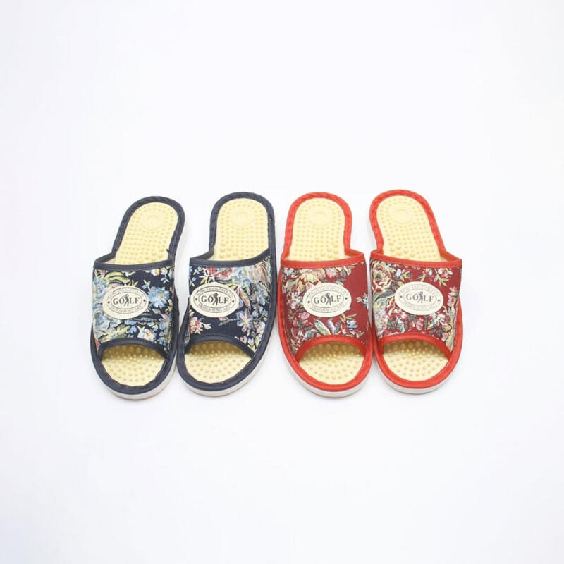 

Floral fabric acupressure indoor slippers living room slippers Navy