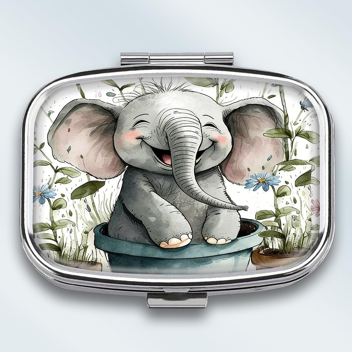 

Portable Pill Box with 2 Compartments, Mini Metal Medicine Organizer Case, Cute Printed Pill Container for Vitamins, Pills, Jewelry, Travel, Daily Use