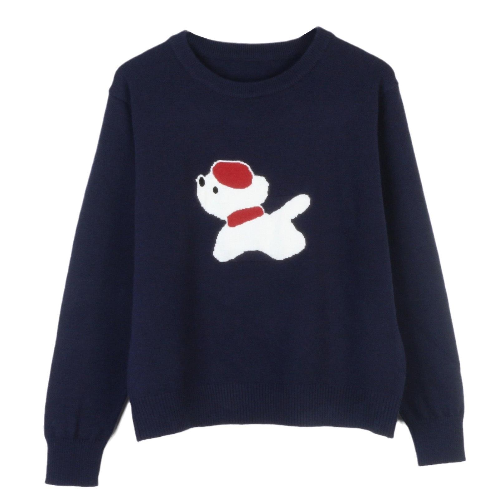 

2024 Autumn/Winter Women s Korean Style Cartoon Dog Round Neck Sweater - Loose Knit Pullover Medium