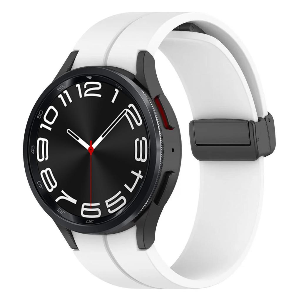 Pulseira de Silicone Sem Folga Para Samsung Galaxy Watch 8 7/6/5/4 40mm 44mm Pro 45mm Pulseira Magnética Banda Watch 8 6 4 Cinto Clássico