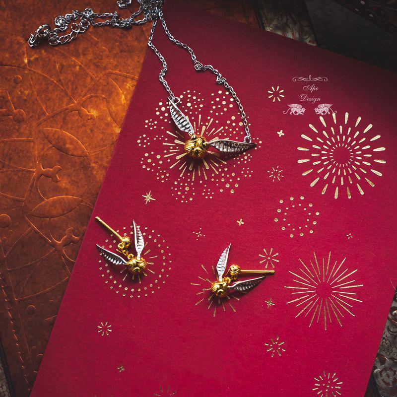 Harry Potter Golden Snitch Necklace: S925 Silver, Real Gold Plated, Elegant Gift for Couples