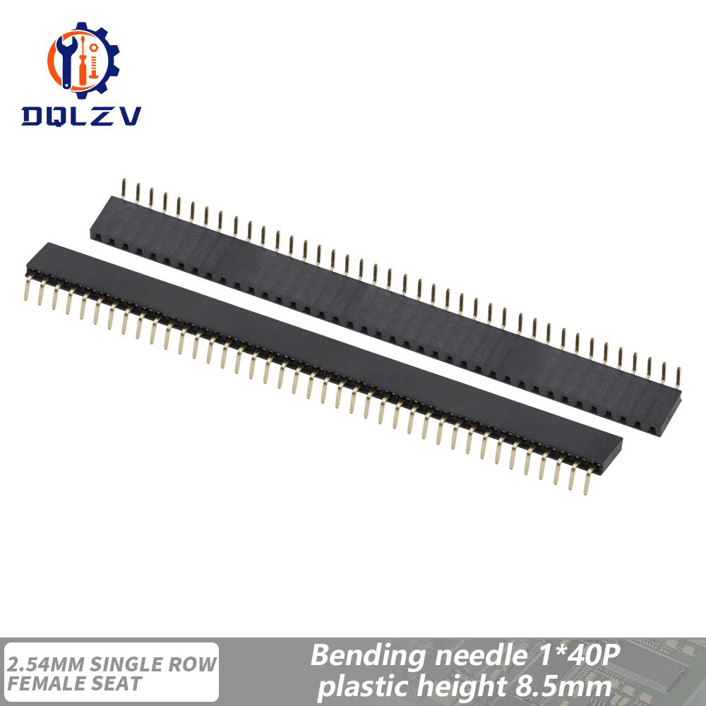 2.54mm Single Row Female Right Angle Pin Header Socket 1*2/3/4/5/6/7/8/9/10/20/40Pin Connector For Arduino