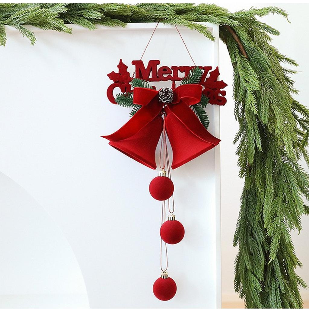 Christmas Bell Decorative Pendant,Christmas Indoor Wall Decoration With Needles,wine Red Christmas Flocking Bells,Christmas Tree Decorations,