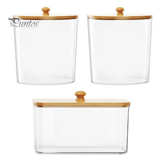 

3 шт. контейнер для белья прозрачный большой емкости прозрачный дизайн прачечная организация контейнеры с бамбуковыми крышками Round