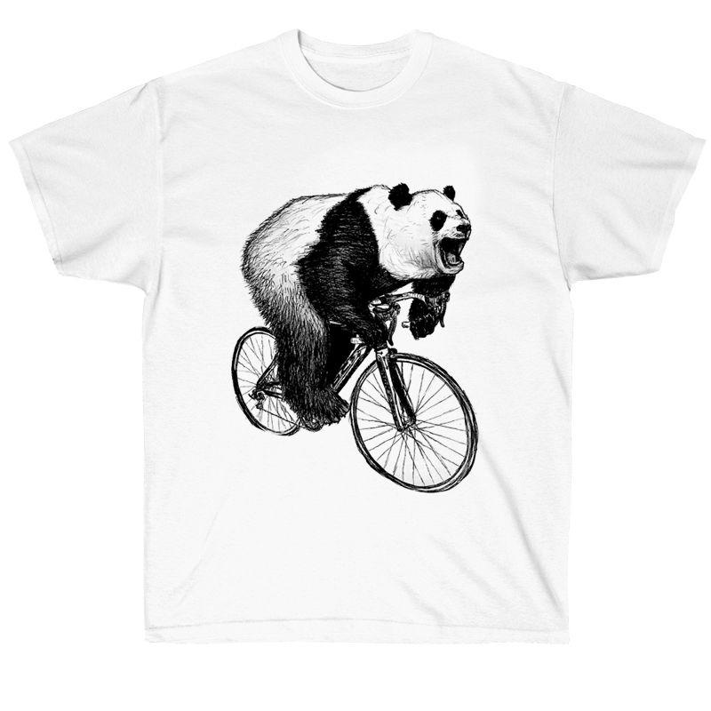 

Panda Cycling Tshirt Hand Painted Black and White Style Line Draft Printed Short Sleeve Tshirt Cycling Men and Women Summer S