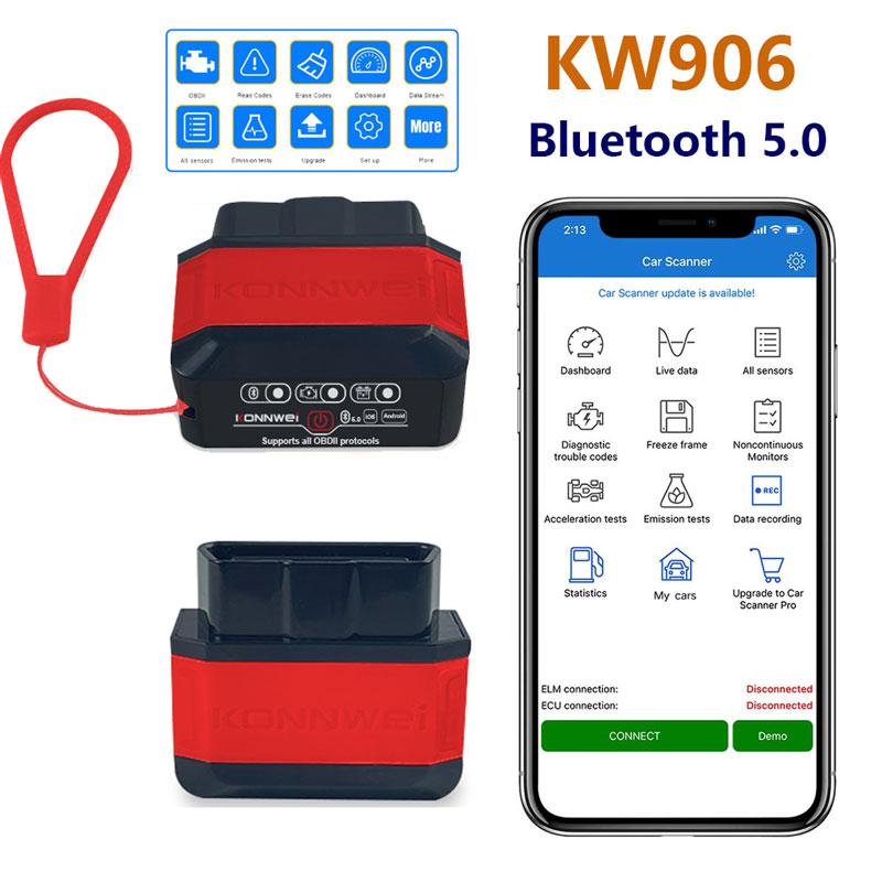 KONNWEI KW905 OBD2 ELM327 V1.5 Bluetooth 5.0 Scanners For Android/IOS ELM 327 OBD 2 Car Diagnostic Toosl Code Readers