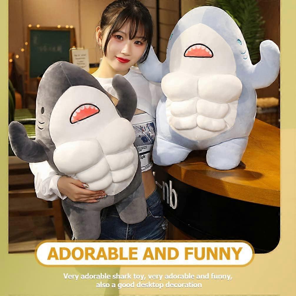 45cm Adorable Muscle Shark Doll Stuffed Toy - Kids Soft Cartoon Whale Plush, Banana Man Isopod Floppa Decorative Pillow