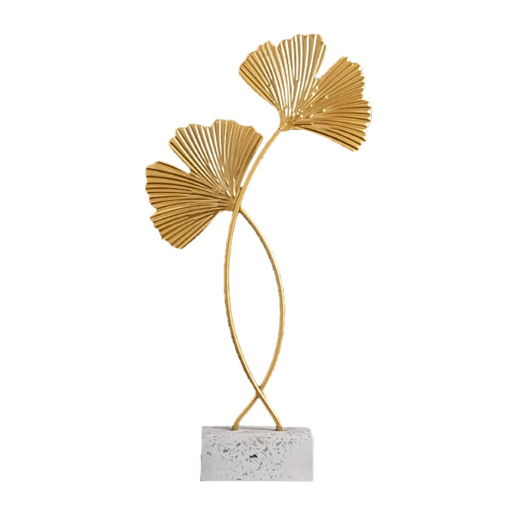 5.51in Iron Gold Leaf Cement Base Ornament  Bedroom Table Display Ornament