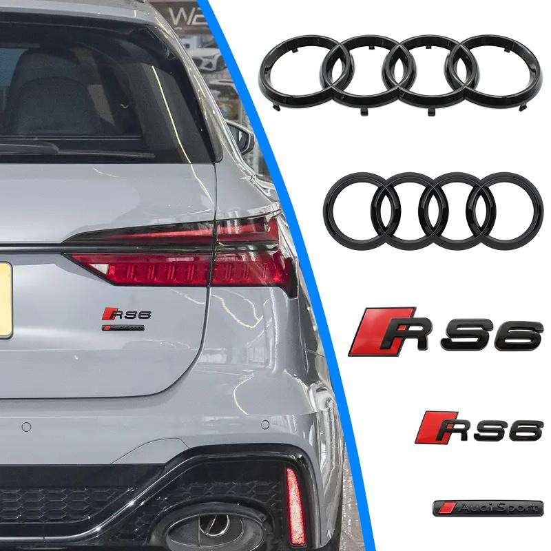 4 Ring Logo 273mm 192mm ABS Car Styling For B RS6 2016-2020 Hood Front Bonnet Grill Rear Trunk Emblem Badge Sticker Accessory