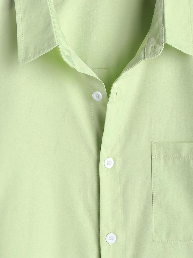 ZAFUL Men's Basic Minimalist Style Solid Color Front Pocket Design Long Sleeves Shirt