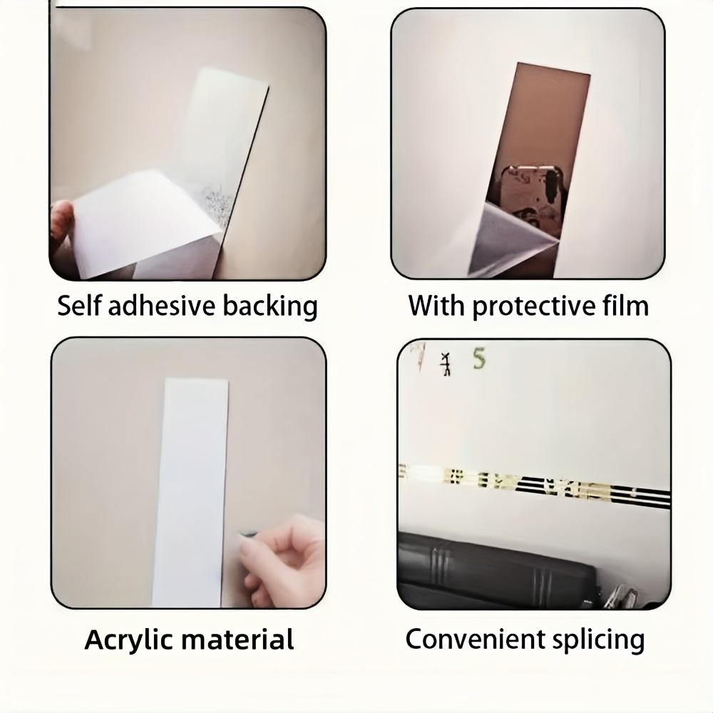 5PCS 1mx2cm Strip Mirror Wall Sticker Acrylic Self-adhesive Waist Line for Living Room TV Background Beautiful Seam Decorative S
