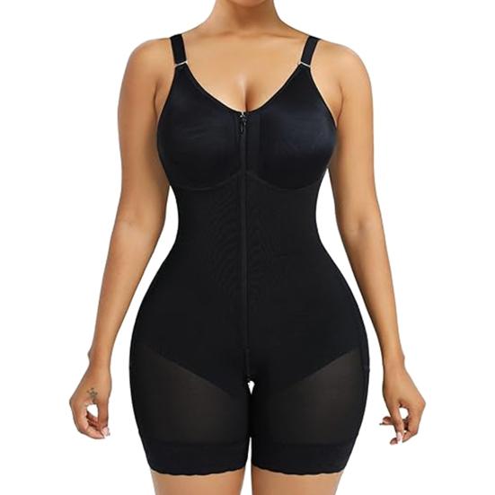 

Women Shapewear Butt Lifter Body Shaper with Adjustable Straps Zipper Crotch Bodysuit Shaper for Post-Surgery Recovery Daily Tummy Control S чёрный
