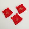 Red Knitted Hat Soft Baby Bonnet Cap Beanie Cap for Baby Infant Toddler Newborn Chinese Theme Winter Warm Hairball Hat