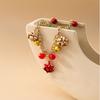 Earrings Xmas Clavicle Chain Bracelet Christmas Bell Jewelry Set Fashion   Gift
