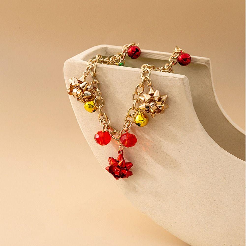 Earrings Xmas Clavicle Chain Bracelet Christmas Bell Jewelry Set Fashion   Gift