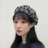 Autumn and Winter Cute Versatile Wool Leopard Print Beret Female Tide British Bud Painter Hat Winter